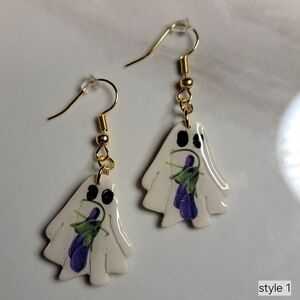 Ghost Design Earrings with Gold Accents